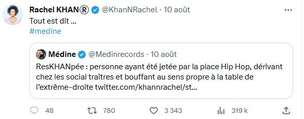 Tweet de Medine sur Rachel Khan
