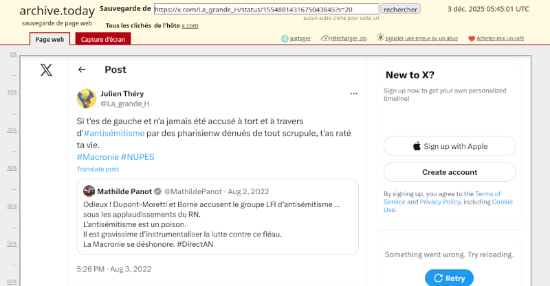 Le tweet effacé entre le 10 et 11 décembre 2025