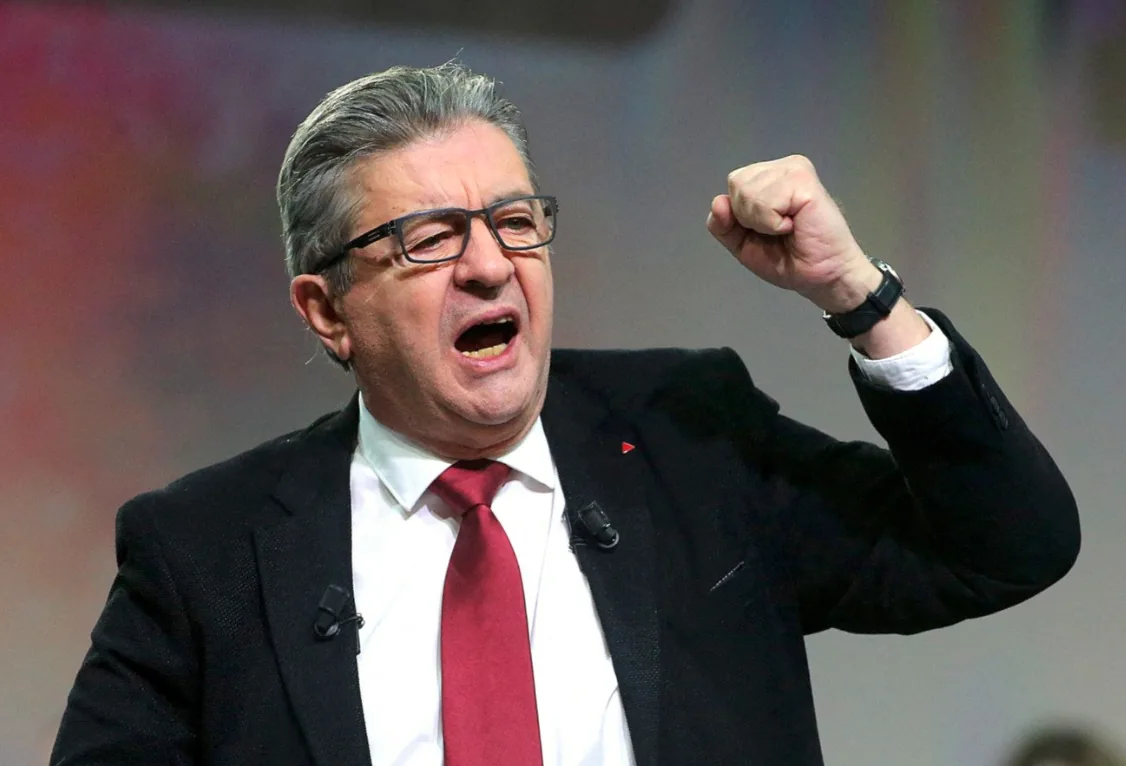 Une photo de Mélenchon lors de son dernier meeting
