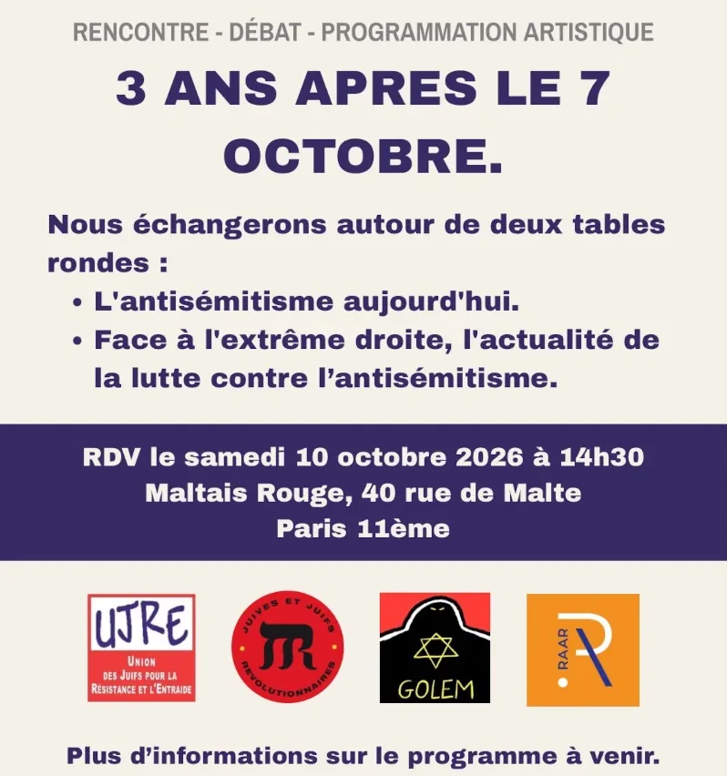Rencontre - débat - programmation artistique 3 ans apres le 7-Octobre