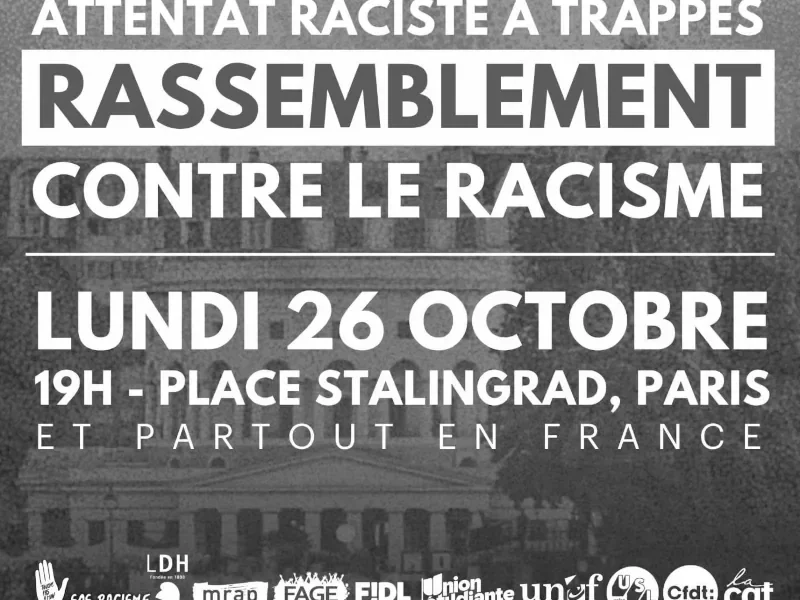 Attentat raciste à Trappes rassemblement contre le racisme