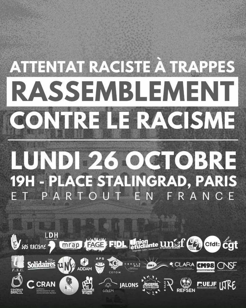 Attentat raciste à Trappes rassemblement contre le racisme